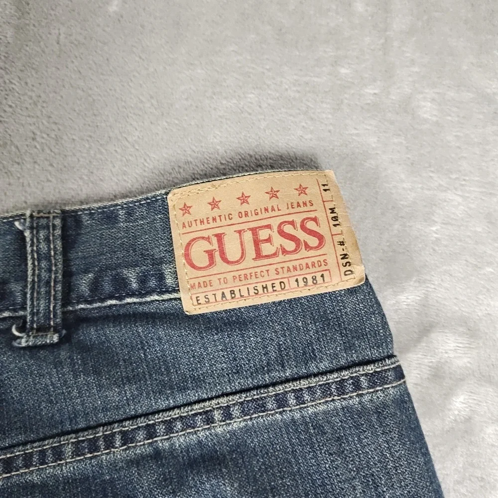 Vintage Guess Jeans Mens 40x29 Blue Baggy Wide Leg Y2K Faded Skater Hiphop